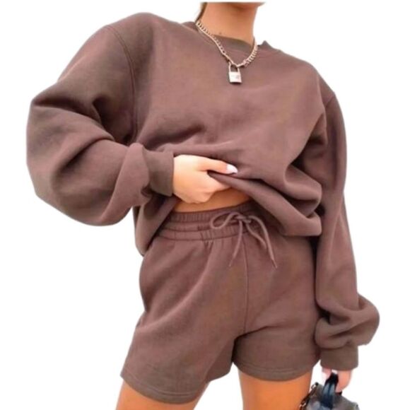 Cozy two-piece sweat shirt and shorts set sz X-large - Picture 1 of 6